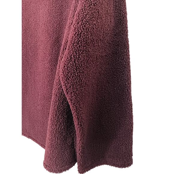 New Cuddl Duds Large Burgundy Sherpa Fleece Pullover Long Sleeve Cozy Top SZ L - Picture 11 of 11